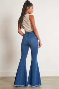 HIGH WAISTED DISTRESSED FLARES
