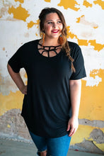 Load image into Gallery viewer, BLACK CAGED TUNIC TOP