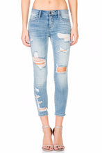 Load image into Gallery viewer, MID RISE DISTRESSED ANKLE SKINNY