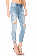 Load image into Gallery viewer, MID RISE DISTRESSED ANKLE SKINNY