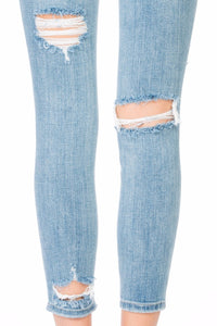 MID RISE DISTRESSED ANKLE SKINNY