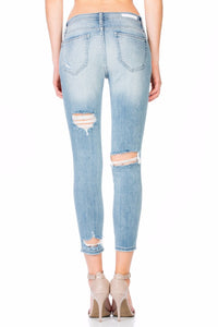 MID RISE DISTRESSED ANKLE SKINNY
